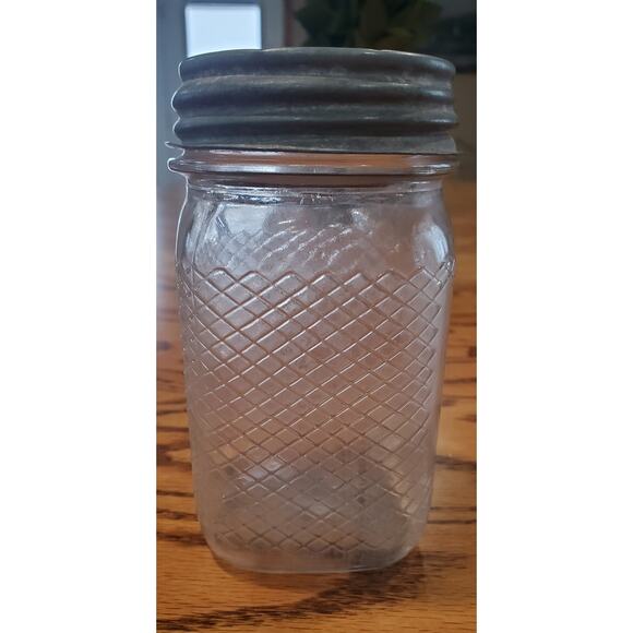 Vintage Art Deco Duraglass Diamond Pattern Pt. Jar - Picture 1 of 5